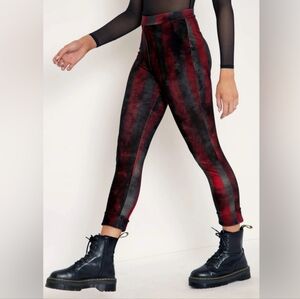 Blackmilk Red Decayed Stripes Distressed Cuffed Pants Size Large